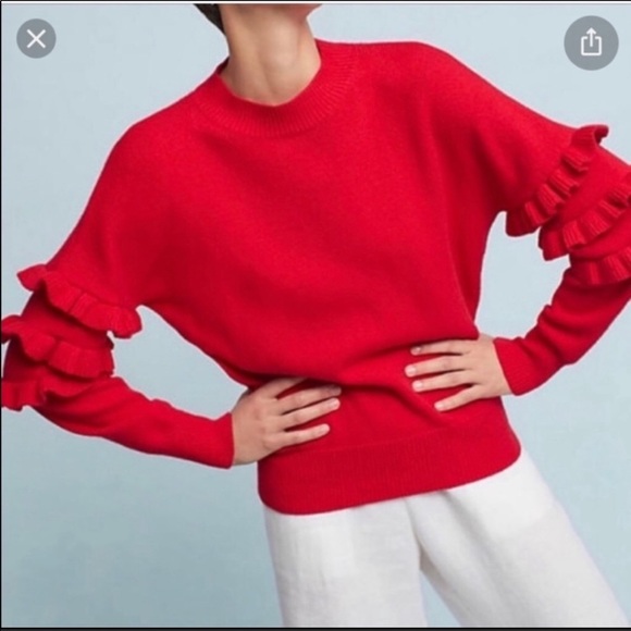Line & Dot Sweaters - Line + Dot Anthropologie ruffle sleeve sweater